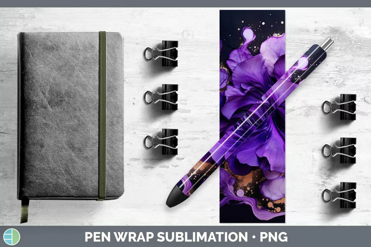Neon Splash Purple Pen Wrap Sublimation Epoxy Pen Designs