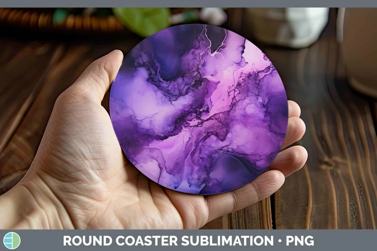 Neon Splash Purple Round Coaster Sublimation Coaster Designs