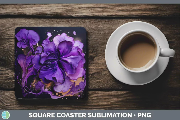Neon Splash Purple Square Coaster Sublimation Coaster Design