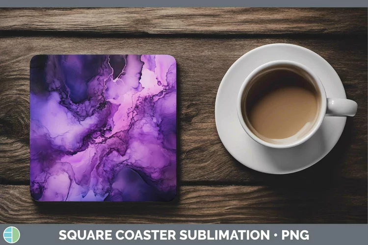 Neon Splash Purple Square Coaster Sublimation Coaster Design