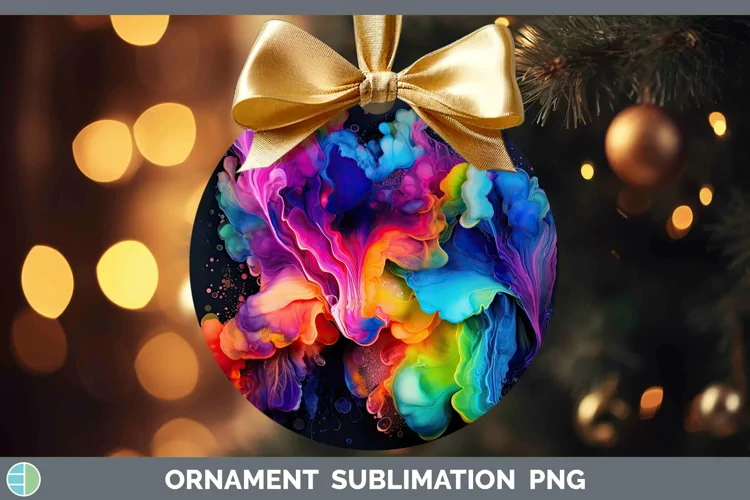 Neon Splash Rainbow Ornament Sublimation Bauble Designs