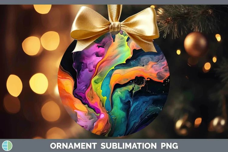 Neon Splash Rainbow Ornament Sublimation Bauble Designs