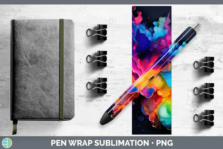 Neon Splash Rainbow Pen Wrap Sublimation Epoxy Pen Designs