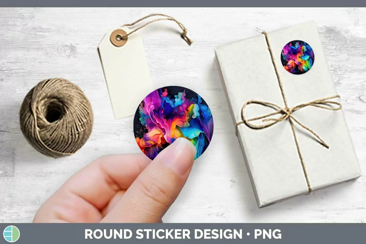 Neon Splash Rainbow Stickers | Round Labels Designs