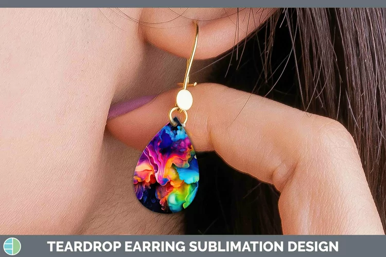 Neon Splash Rainbow Teardrop Earrings Sublimation Earrings D