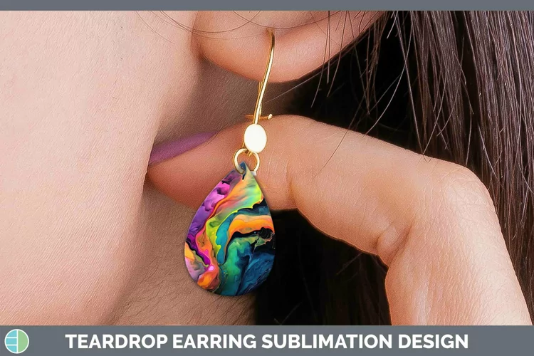 Neon Splash Rainbow Teardrop Earrings Sublimation Earrings D