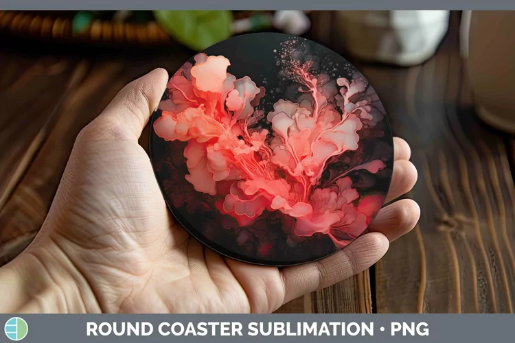 Neon Splash Red Round Coaster Sublimation Coaster Designs