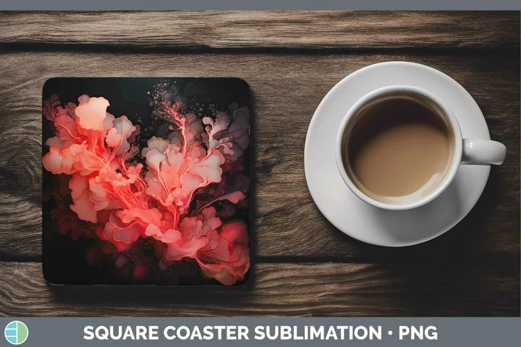 Neon Splash Red Square Coaster Sublimation Coaster Designs