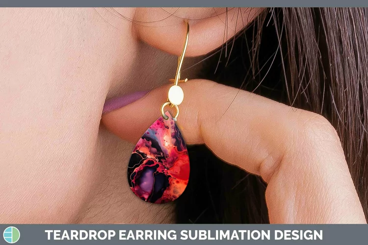 Neon Splash Red Teardrop Earrings Sublimation Earrings Desig