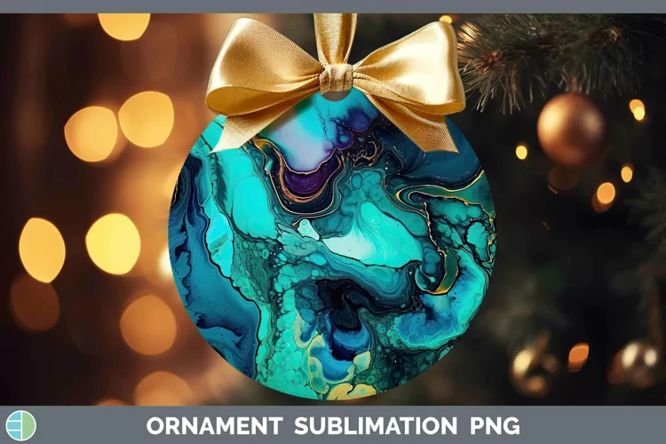 Neon Splash Teal Ornament Sublimation Bauble Designs