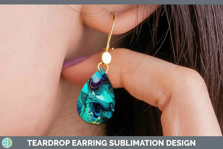 Neon Splash Teal Teardrop Earrings Sublimation Earrings Desi