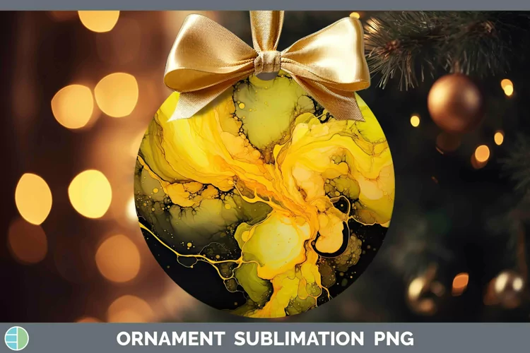 Neon Splash Yellow Ornament Sublimation Bauble Designs