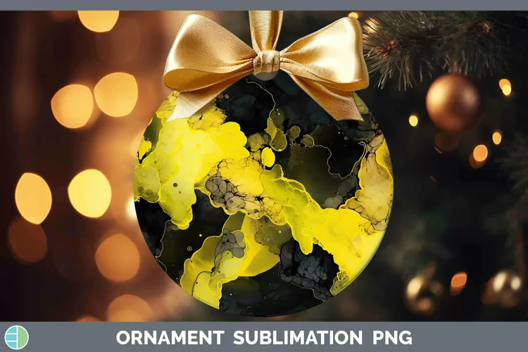 Neon Splash Yellow Ornament Sublimation Bauble Designs