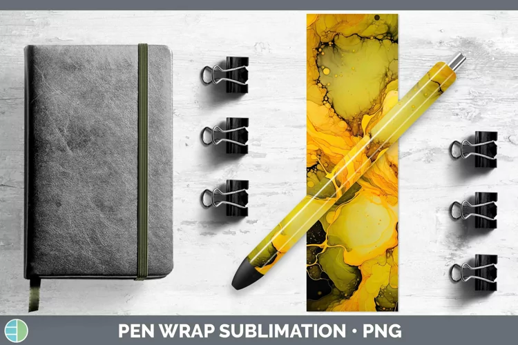 Neon Splash Yellow Pen Wrap Sublimation Epoxy Pen Designs