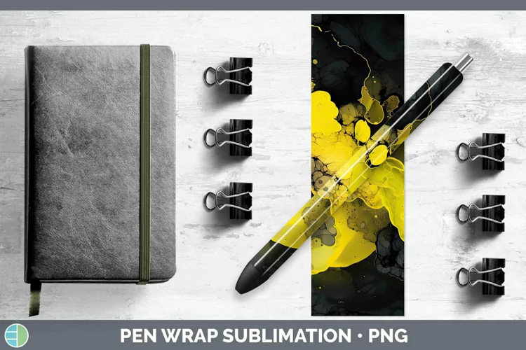 Neon Splash Yellow Pen Wrap Sublimation Epoxy Pen Designs