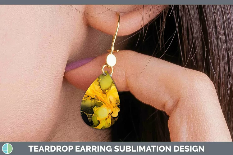 Neon Splash Yellow Teardrop Earrings Sublimation Earrings De