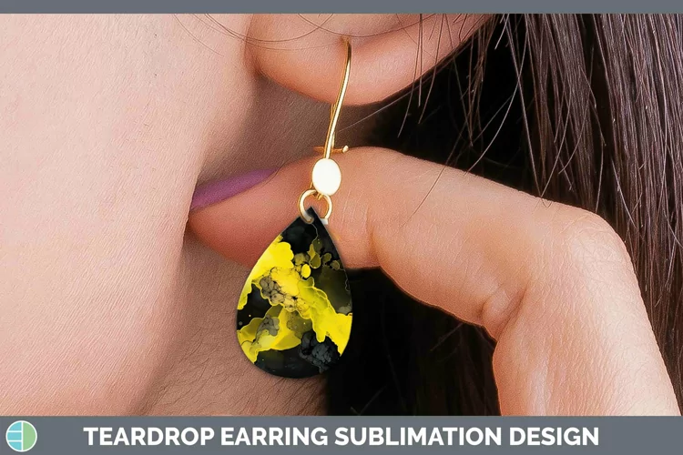 Neon Splash Yellow Teardrop Earrings Sublimation Earrings De
