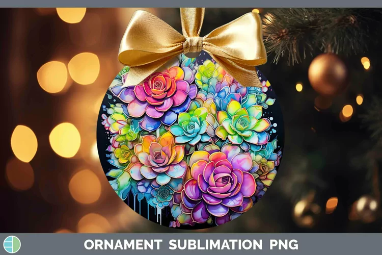 Neon Succulents Ornament Sublimation Bauble Designs