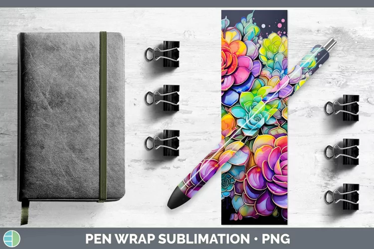 Neon Succulents Pen Wrap Sublimation Epoxy Pen Designs