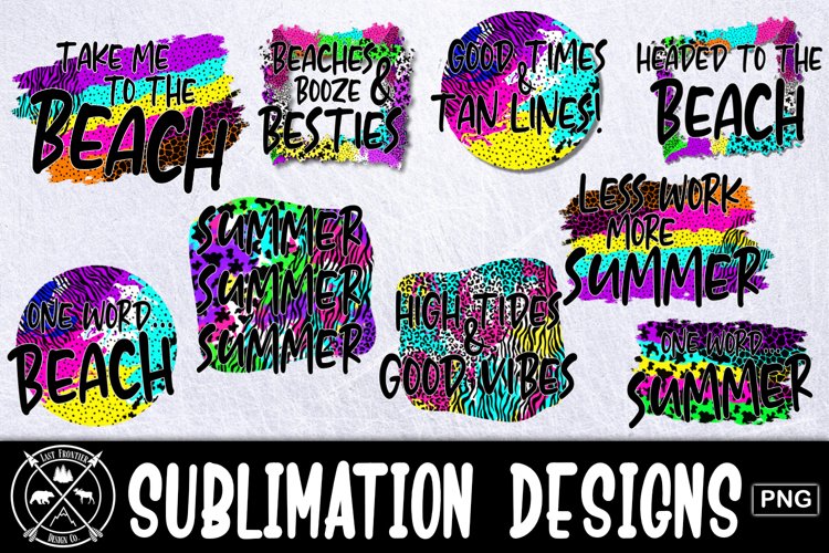 Neon Summer Sayings Sublimation Bundle|Sublimation PNG example image 1