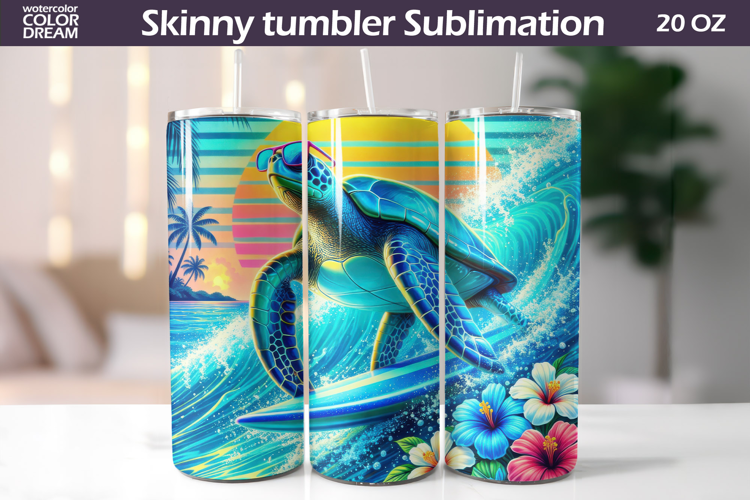 Tropical Sea Turtle Tumbler Wrap | Summer Beach Sublimation