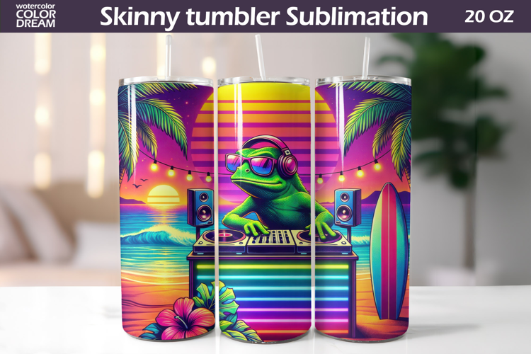 Tropical Frog Tumbler Wrap | Summer Beach Sublimation