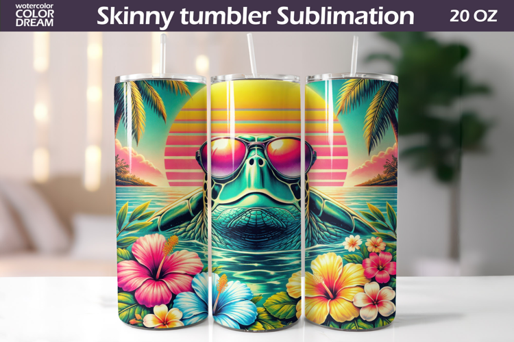 Tropical Turtle Tumbler Wrap | Summer Beach Sublimation