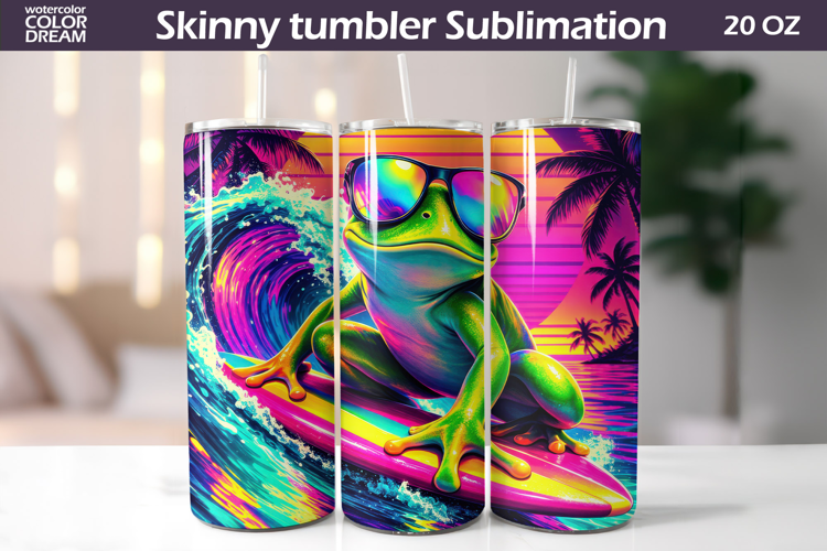 Tropical Frog Tumbler Wrap | Summer Beach Sublimation