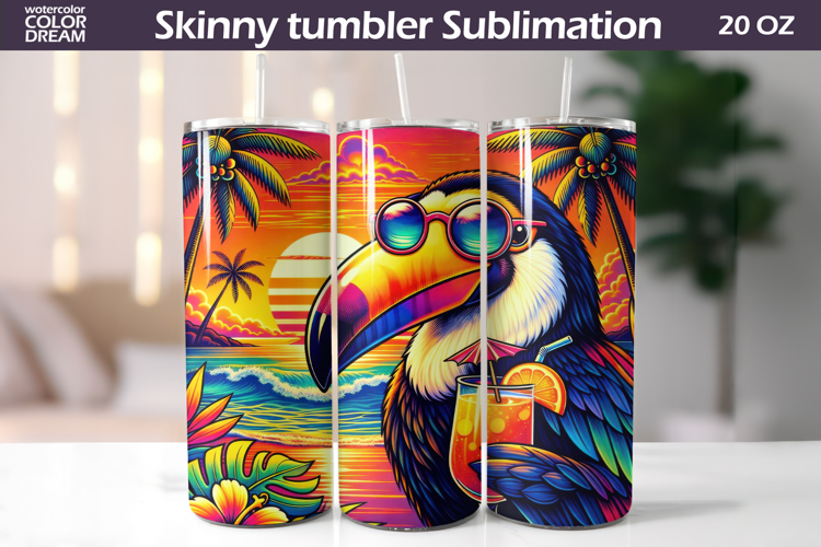 Tropical Toucan Tumbler Wrap | Summer Beach Sublimation