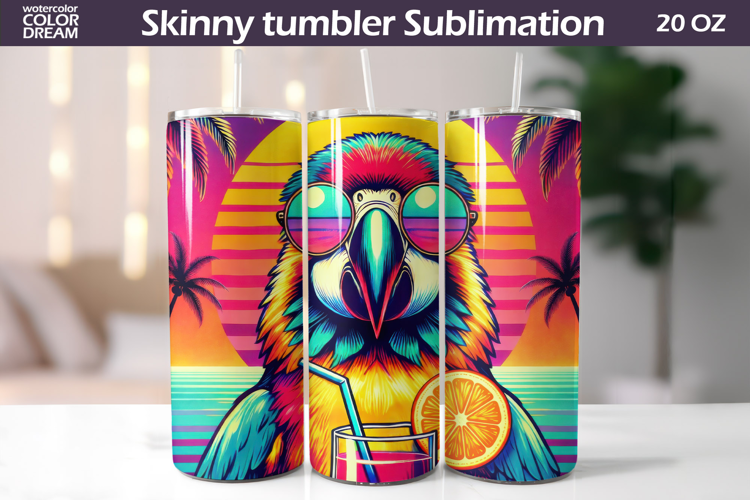 Tropical Parrot Tumbler Wrap | Summer Beach Sublimation