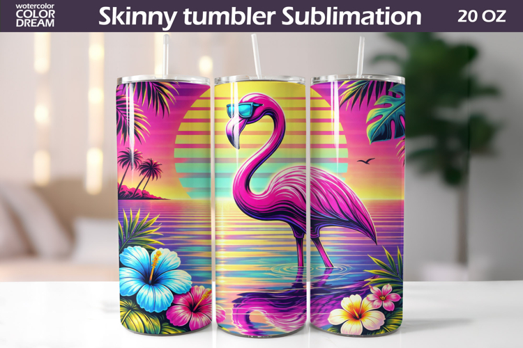 Tropical Flamingo Tumbler Wrap | Summer Beach Sublimation