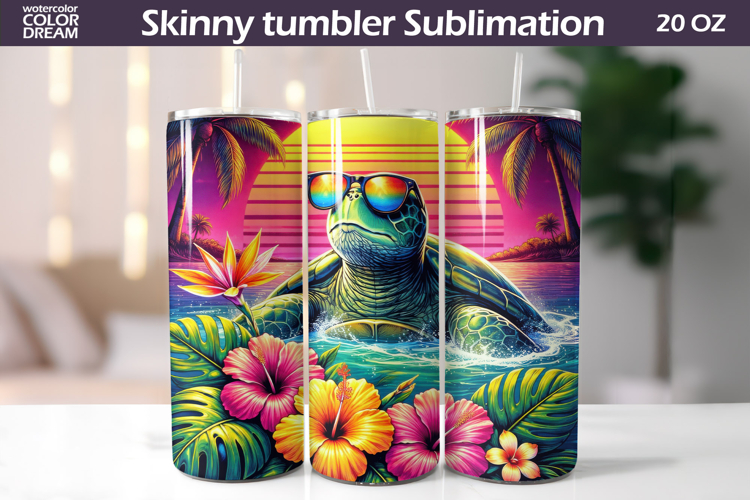 Tropical Turtle Tumbler Wrap | Summer Beach Sublimation