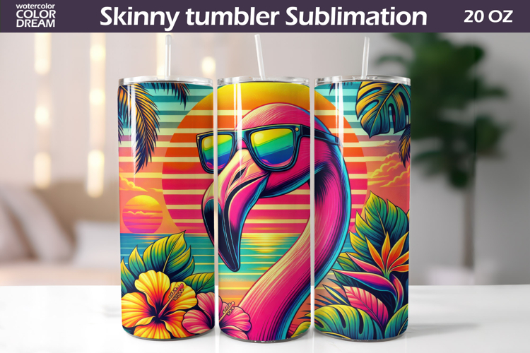 Tropical Flamingo Tumbler Wrap | Summer Beach Sublimation