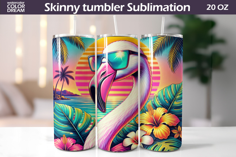 Tropical Flamingo Tumbler Wrap | Summer Beach Sublimation