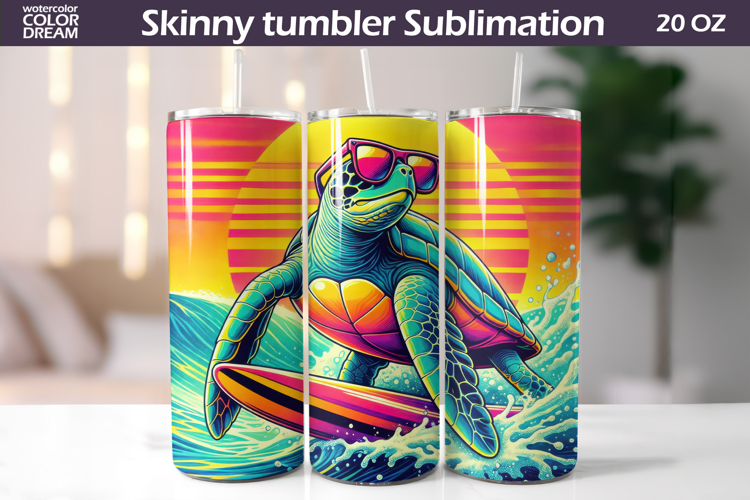 Tropical Turtle Tumbler Wrap | Summer Beach Sublimation