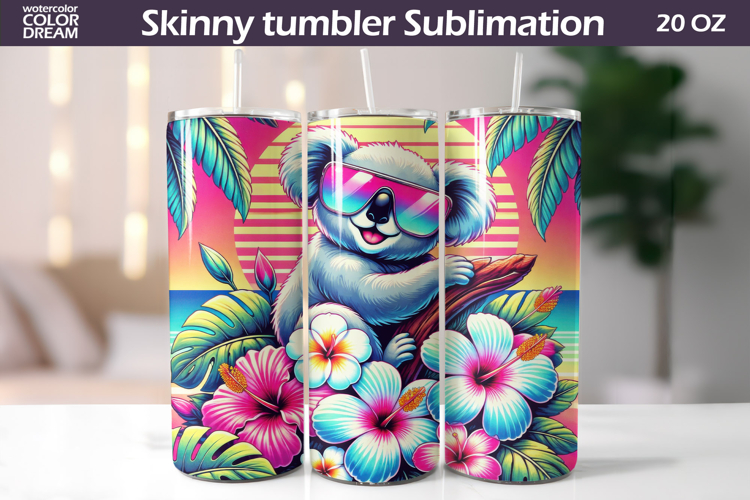 Tropical Koala Tumbler Wrap | Summer Beach Sublimation
