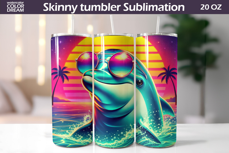Tropical Dolphin Tumbler Wrap | Summer Beach Sublimation