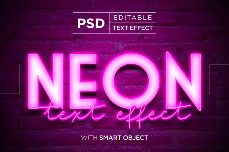 3d neon typography text effect mockup template