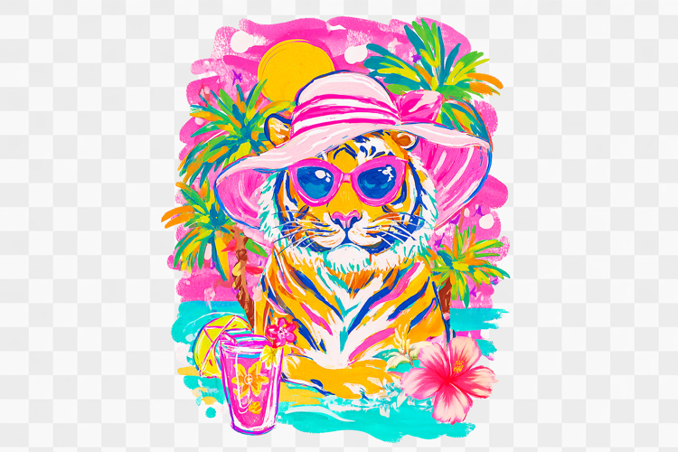 Neon Sassy Bougie Tiger Summer PNG Design