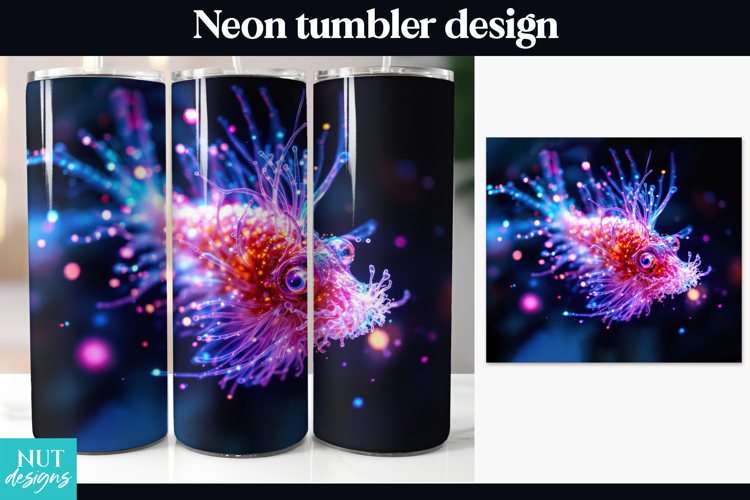Neon Angler Fish Tumbler Wrap underwater Tumbler 20oz