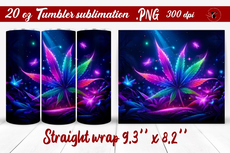 Tumbler wrap | Neon sublimation | Hemp example image 1