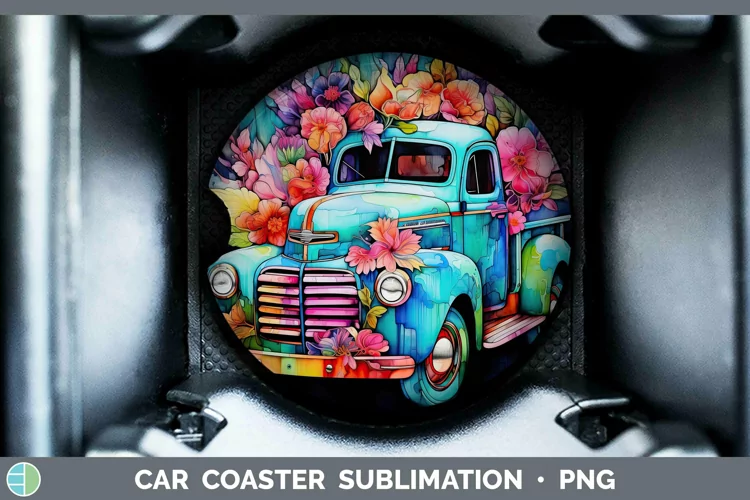 Neon Vintage Truck Car Coaster Sublimation Coaster Designs