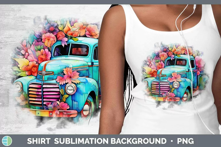 Neon Vintage Truck Shirt Sublimation Sublimation Background