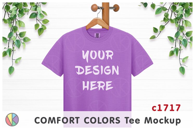 Neon Violet Comfort Colors 1717 T-Shirt Mockup.
