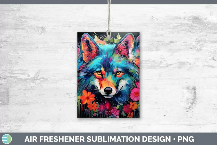 Neon Wolf Air Freshener Sublimation Car Freshener Designs