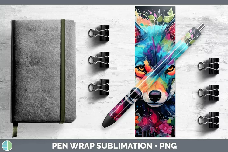 Neon Wolf Pen Wrap Sublimation Epoxy Pen Designs
