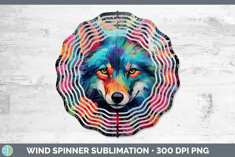 Neon Wolf Wind Spinner Sublimation Spinner Designs