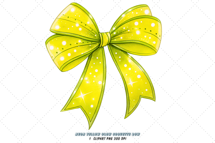 Neon Yellow Glow Coquette Bow Clipart, yellow glow clipart