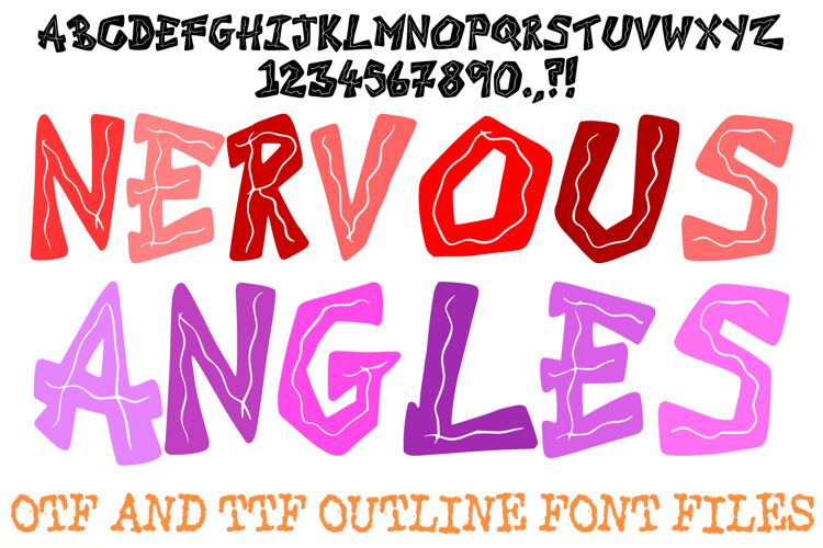 Nervous Angles Lettering Font Cartoon Handwriting ABC OTF