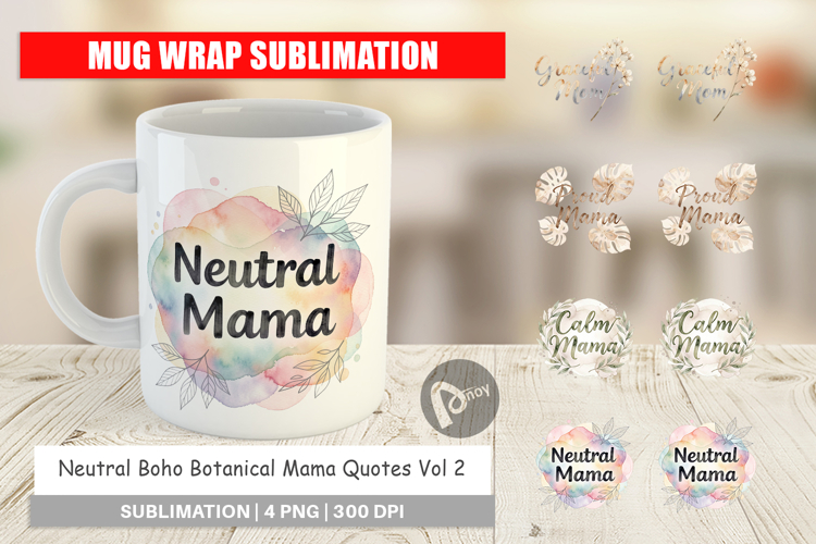 Neutral Boho Mama Mug Wrap